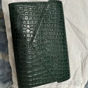 Zara brand green crocodile clutch bag